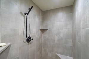 Bathroom with a tile shower