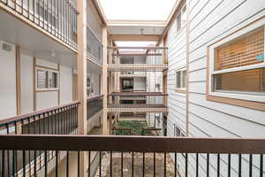 Exterior space featuring a skylight