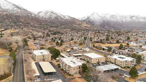 Drone / aerial view with a mountain view