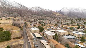 Drone / aerial view with a mountain view