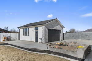 View of detached garage