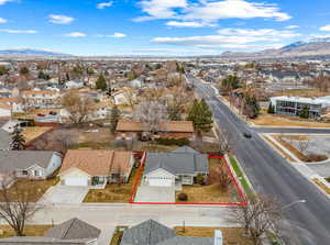 Aerial view featuring a mountain view