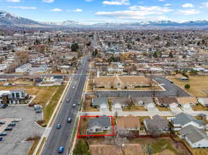 Drone / aerial view with a mountain view