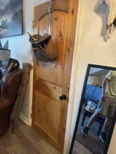 Interior details with knotty alder doors.