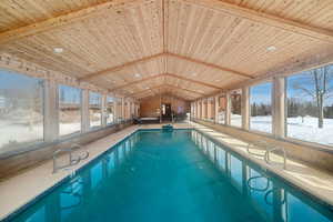 View of snow covered pool