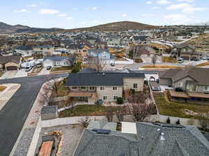 Aerial view featuring a mountain view