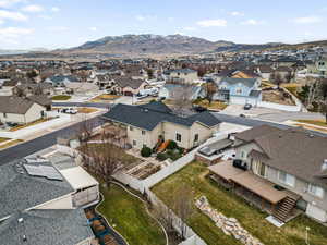 Aerial view featuring a mountain view