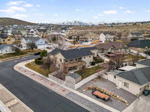 Drone / aerial view with a mountain view