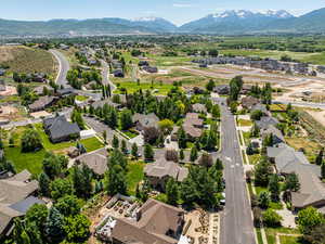 Drone / aerial view featuring a mountain view