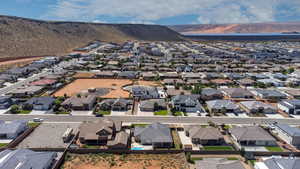 Aerial view featuring a mountain view