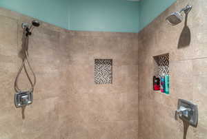 Room details featuring tiled shower