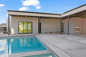 View of pool featuring a patio