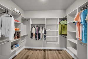 Spacious closet featuring light wood-type flooring