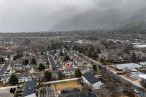 Drone / aerial view featuring a mountain view