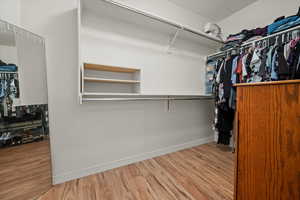 Spacious closet featuring light wood-type flooring