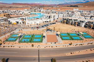 Bird's eye view with a mountain view