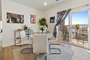 Dining space featuring light hardwood / wood-style floors