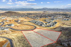Aerial view featuring a mountain view