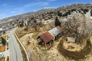 Birds eye view of property with a mountain view