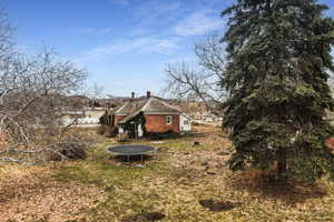 View of yard with a trampoline