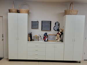 Kitchen with white cabinets