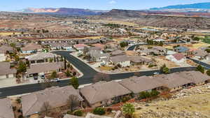 Aerial view featuring a mountain view