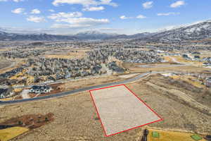 Aerial view featuring a mountain view
