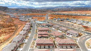 Drone / aerial view featuring a mountain view