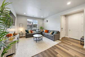 Living room featuring wood-type flooring