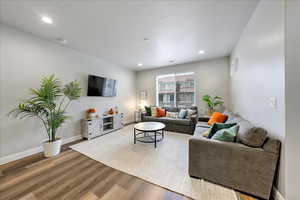 Living room featuring hardwood / wood-style floors