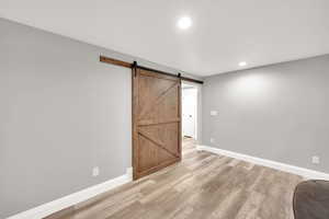 Barn door from the basement living room.