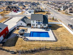 Drone view of the back of the property.