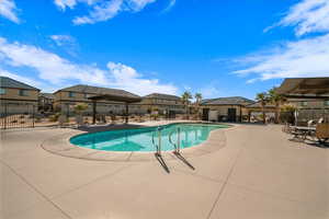 View of pool featuring a patio