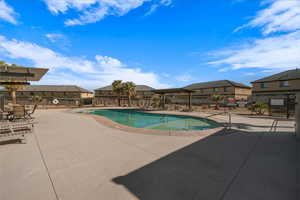 View of pool featuring a patio area