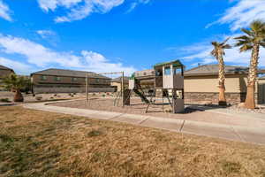 View of yard with a playground