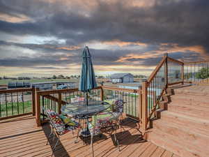 View of deck at dusk