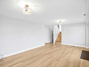 Unfurnished living room with light hardwood / wood-style floors