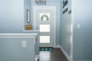 Doorway featuring dark hardwood / wood-style floors