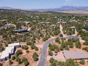 Birds eye view of property with a mountain view