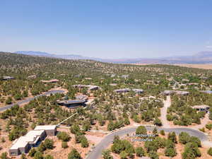 Birds eye view of property with a mountain view