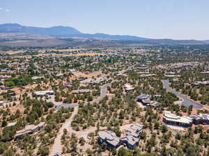 Bird's eye view with a mountain view