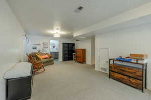 Living area with carpet