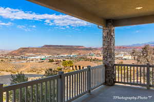 Balcony with a mountain view