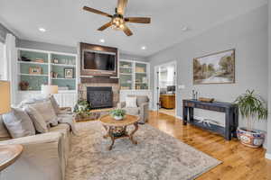 Stone fireplace and plenty of gathering space