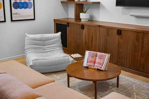 Sitting room with light wood-type flooring