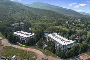 Bird's eye view featuring a mountain view