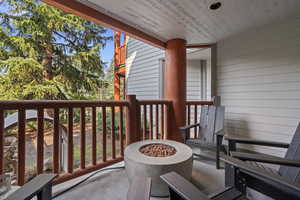 Balcony with a fire pit