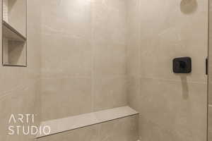 Bathroom with a tile shower