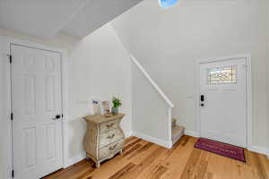 Entryway featuring light hardwood / wood-style flooring