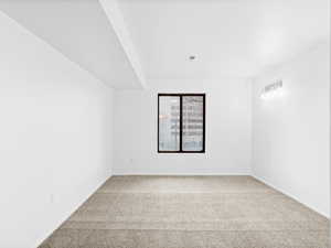 Unfurnished room with light carpet